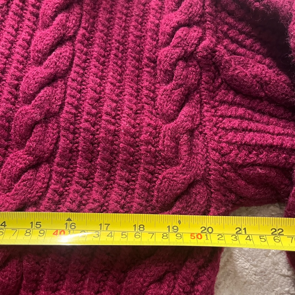 Christian Dior vintage 100% wool Burgundy Cable Knit hand knit Sweater medium - Picture 6 of 7